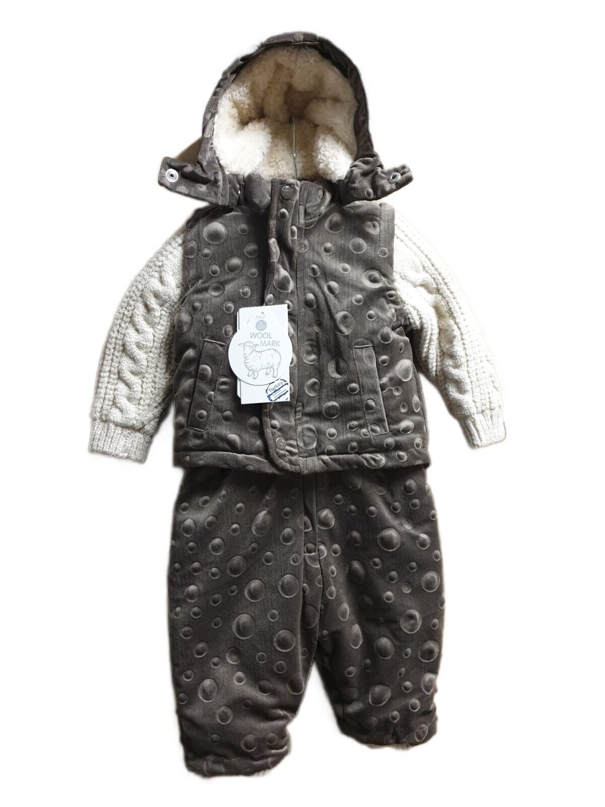 Wollmischung Baby Jungen Mädchen Winter- Overall Strampler-Jumpsuit Kapuze