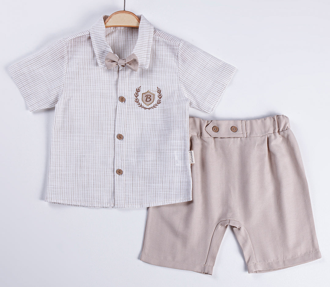 Baby boys 3Tlg. Set Hemd und Shorts mit Fliege 100% Cotton -620