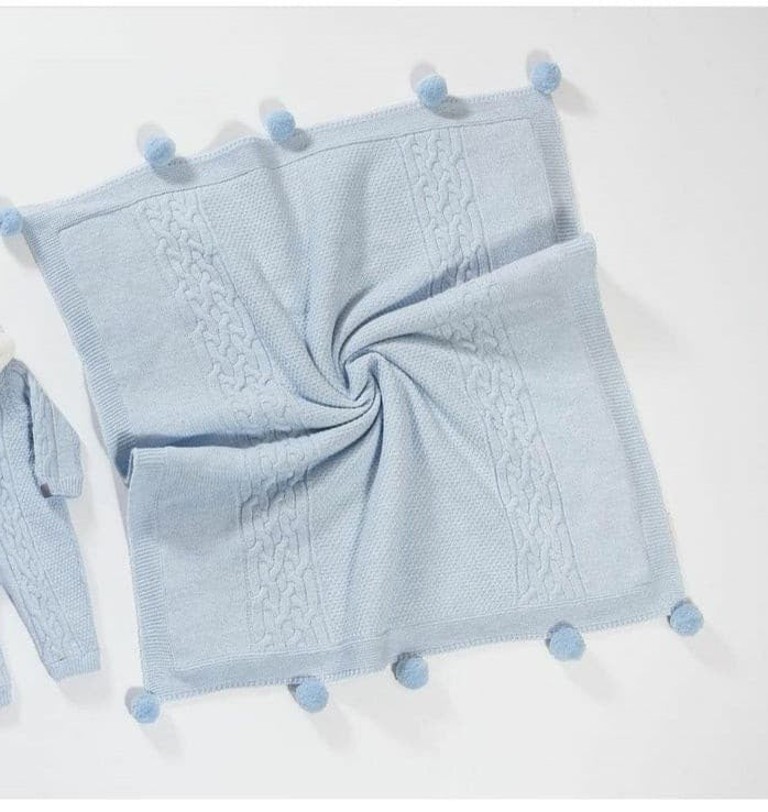 Nipperland baby blanket with pompom made of wool-6522