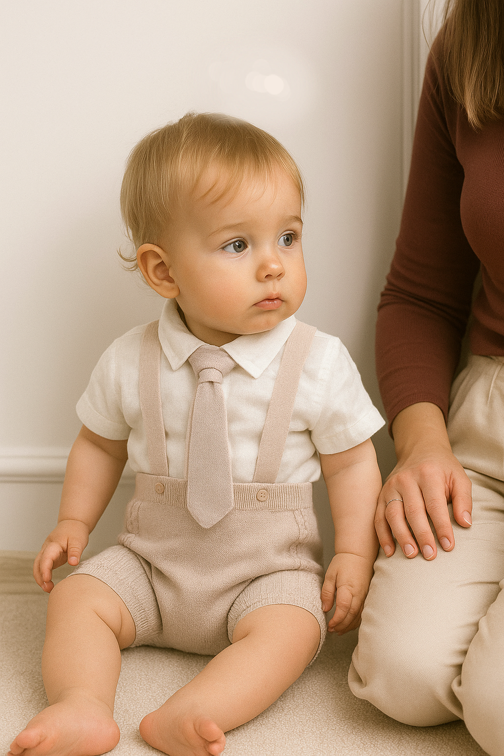 Baby boy 4 piece knit natural organic cotton set -6834