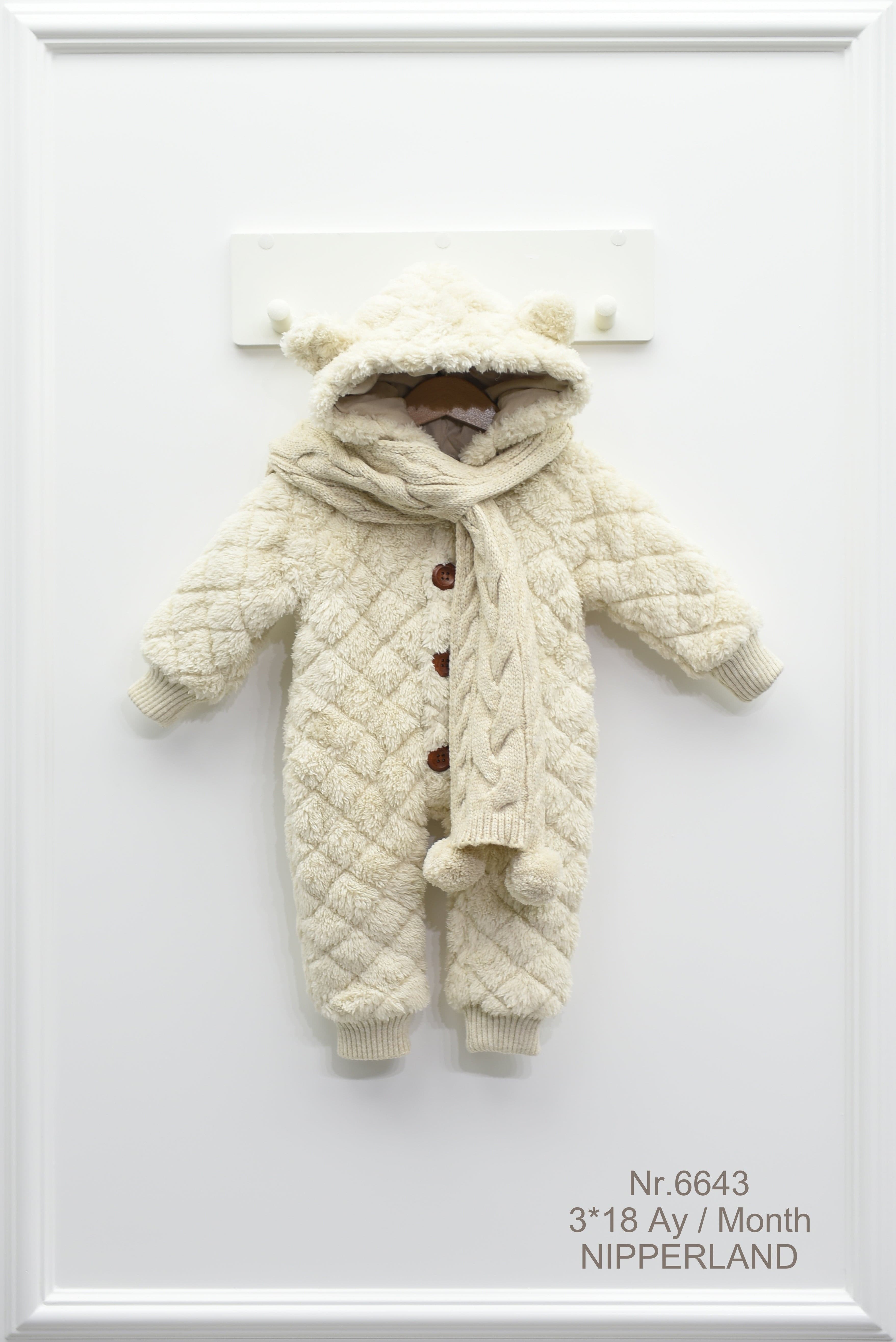 Nipperland Cozy Baby Jumpsuit with Hood, Scarf-6643