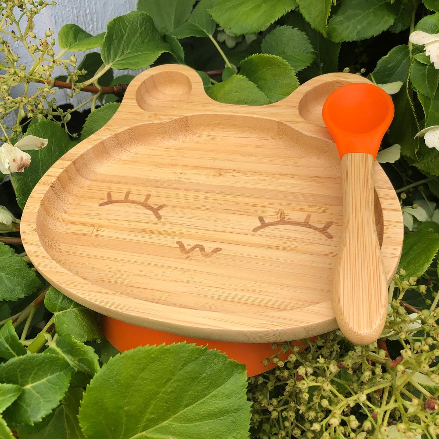 Vaisselle enfant en bambou lapin bleu