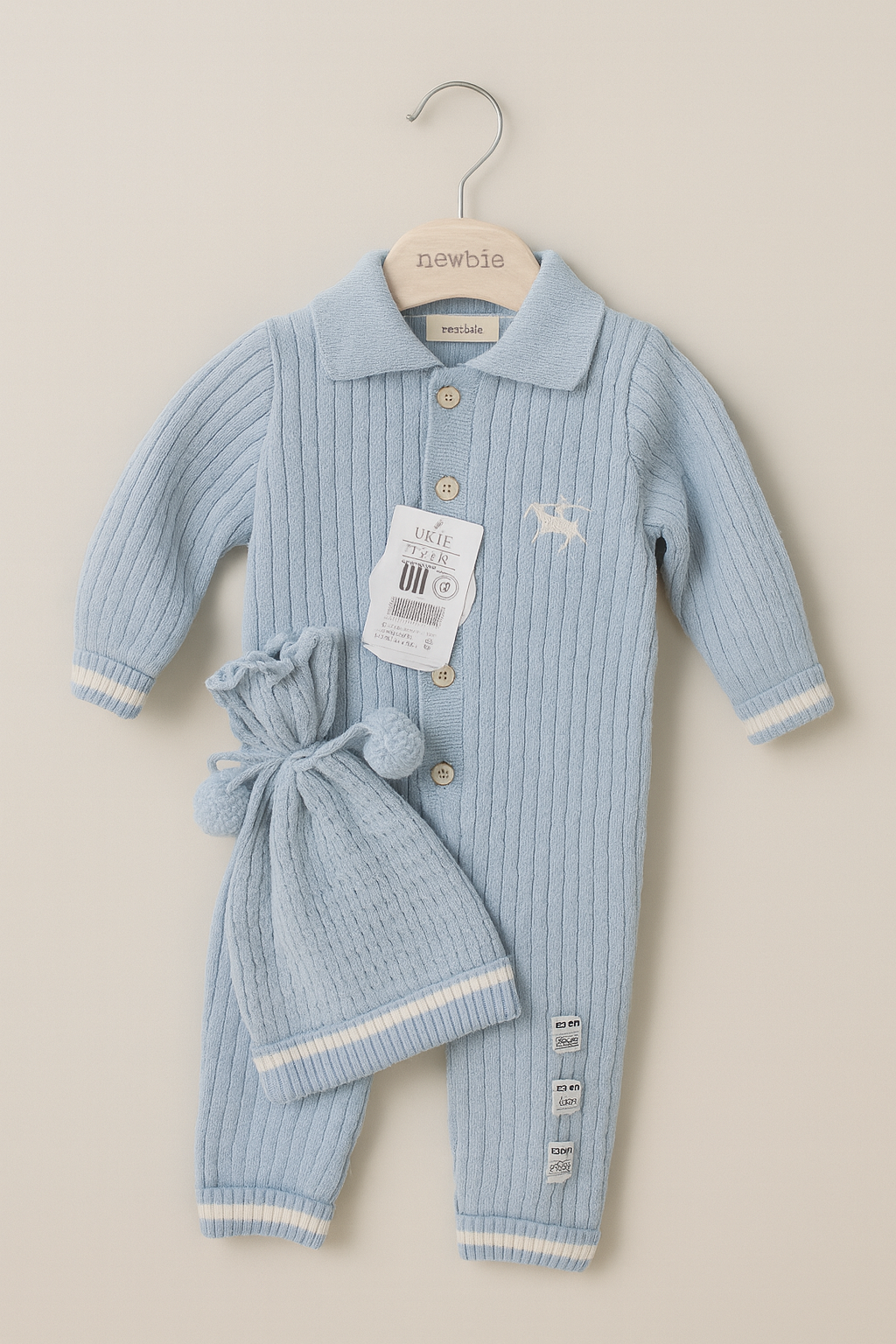 Nipperland baby knitted jumpsuit with hat-6215