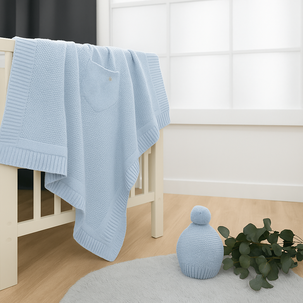 Nipperland Babydecke mit Strick Mütze 6510