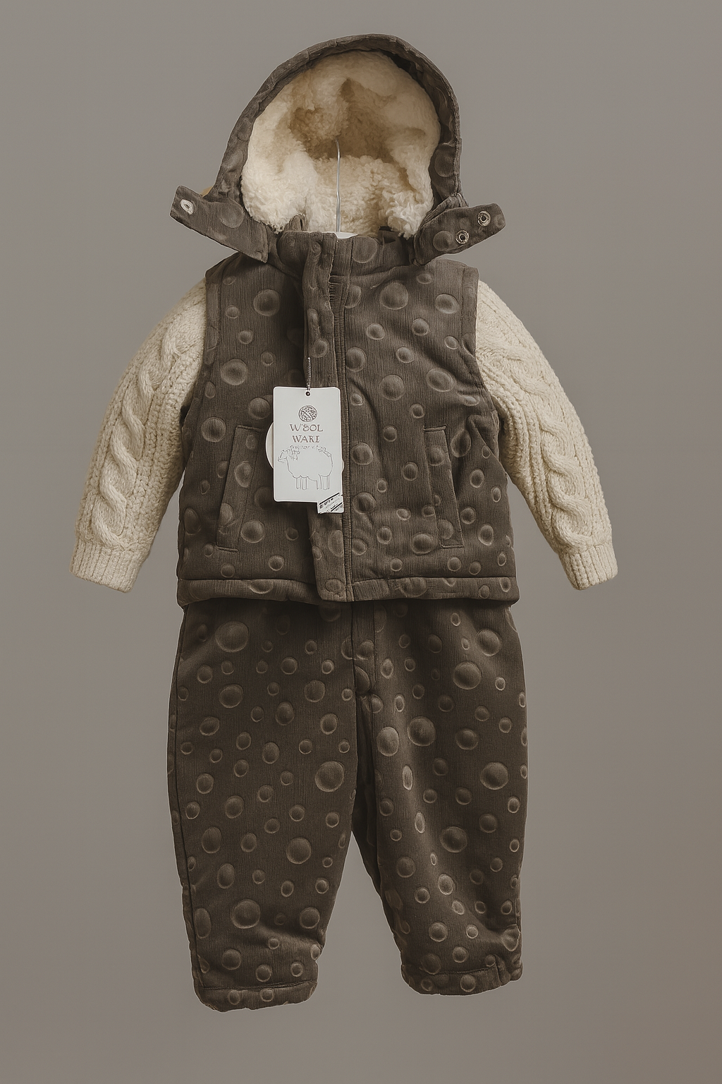 Combinaison d'hiver en mélange de laine pour bébés garçons et filles, barboteuse à capuche