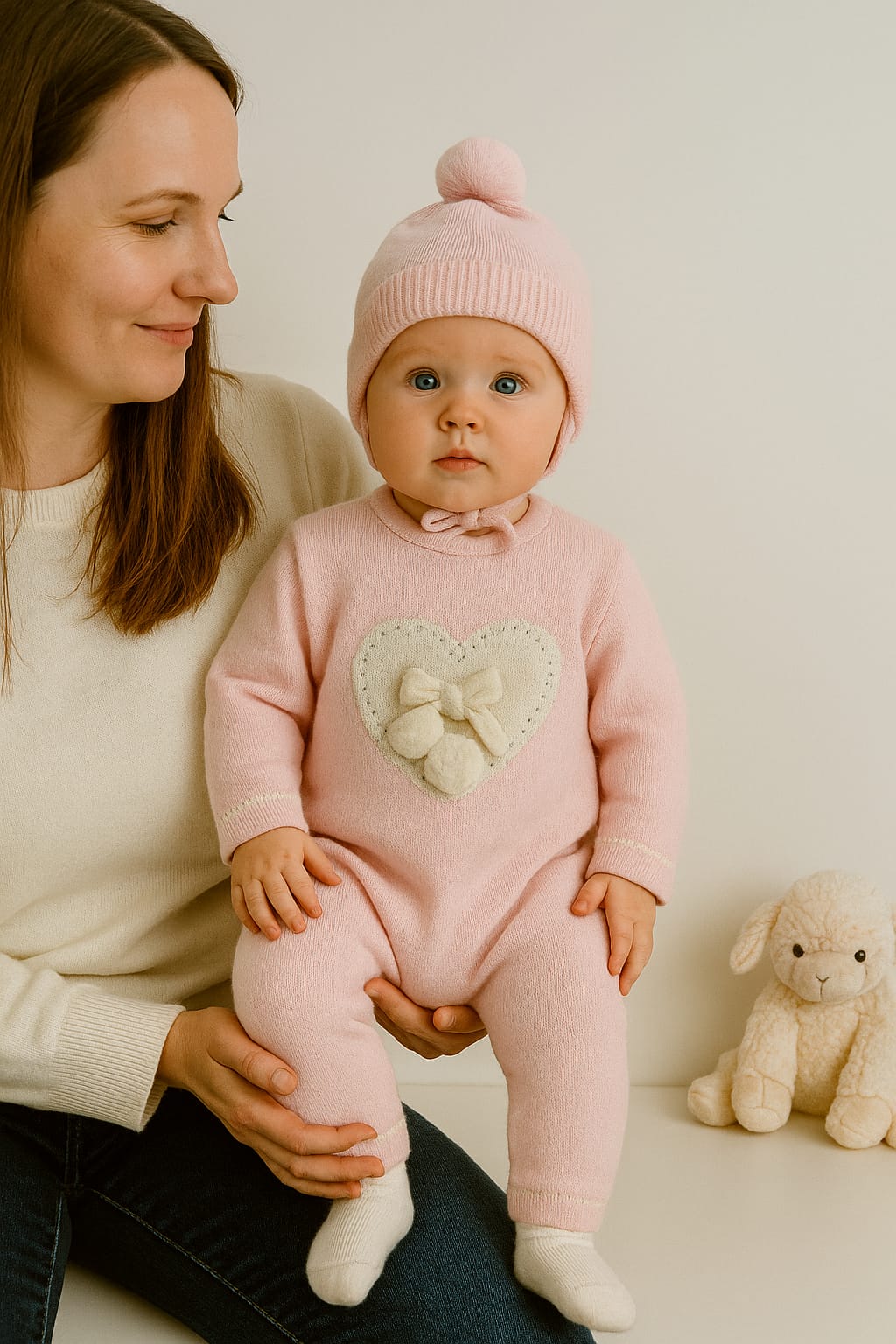 Nipperland cute pink heart jumpsuit with hat-6470