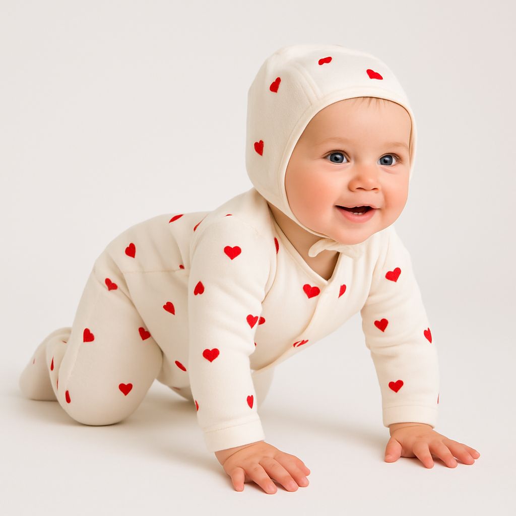 Baby boys and baby girls 4-piece set made of pure organic cotton "Hearts" - 7088