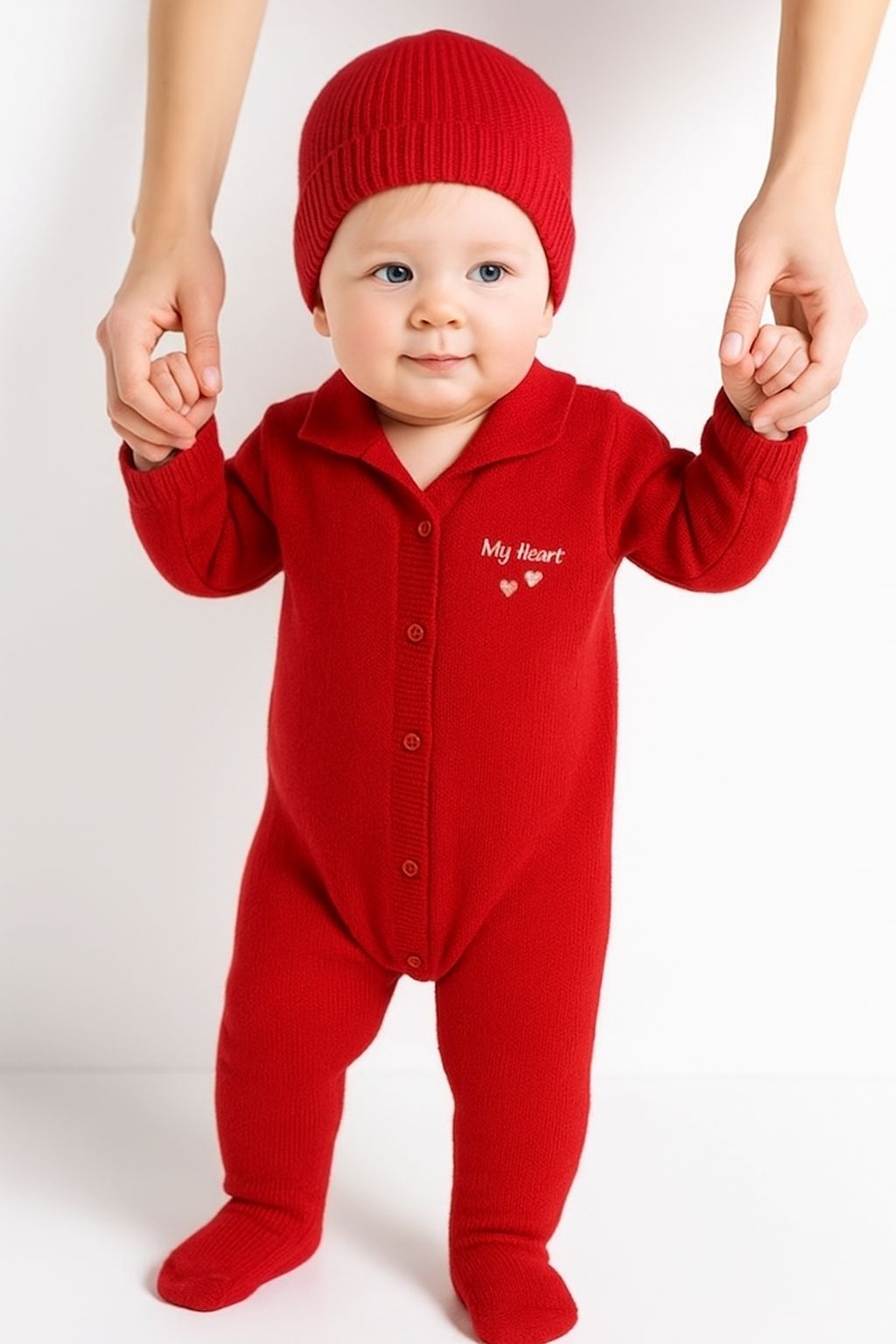 Baby boys and baby girls 4-piece set made of pure organic cotton "Hearts" - 7088