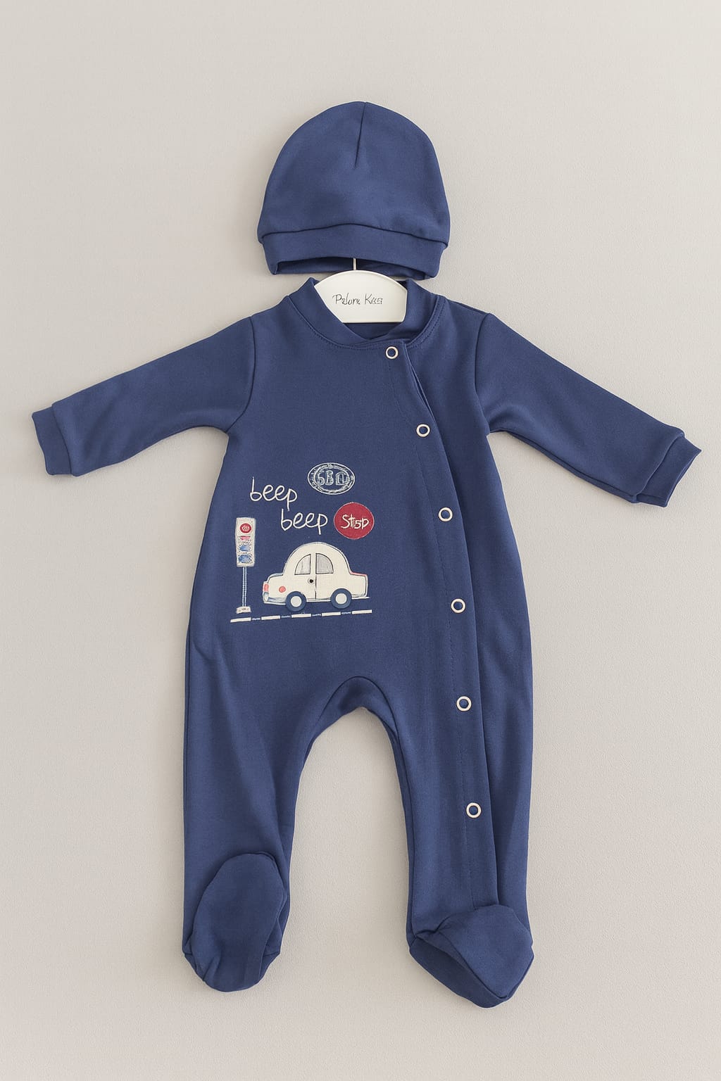 NEU Baby Strampler Schlafanzug mit Mütze zweiteiler für Jungen Gr. 62 68 74 80