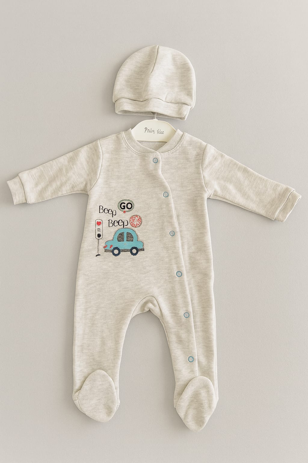 NEU Baby Strampler Schlafanzug mit Mütze zweiteiler für Jungen Gr. 62 68 74 80