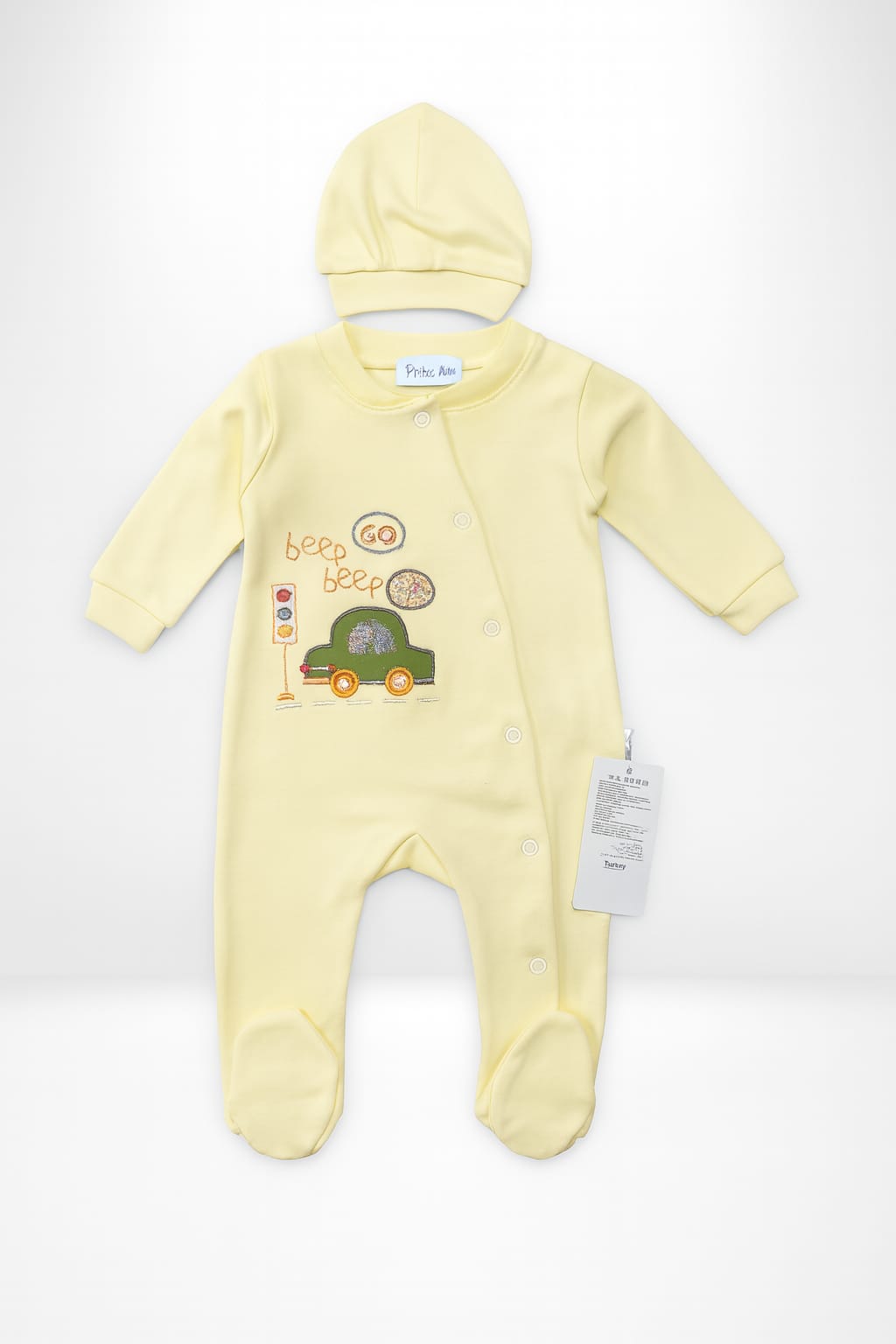 NUOVO pigiama con berretto per neonato, set due pezzi per maschietti, taglie 62, 68, 74, 80