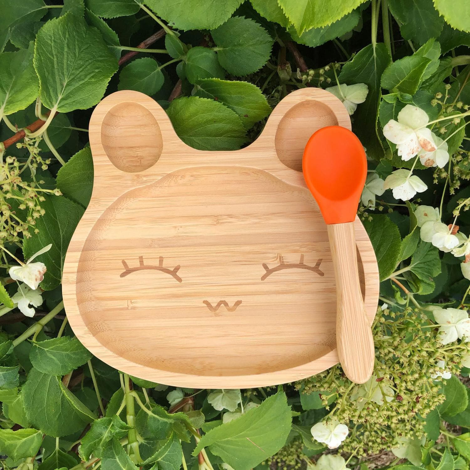 Vaisselle enfant en bambou lapin bleu