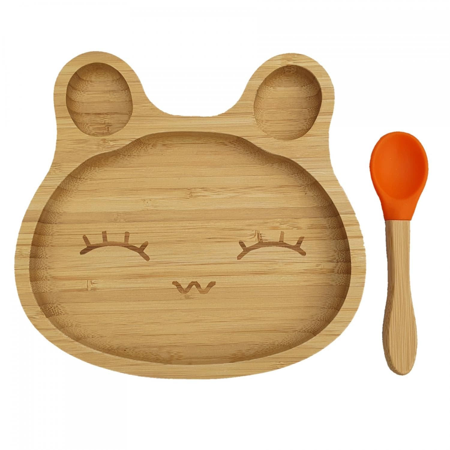 Vaisselle enfant en bambou lapin bleu