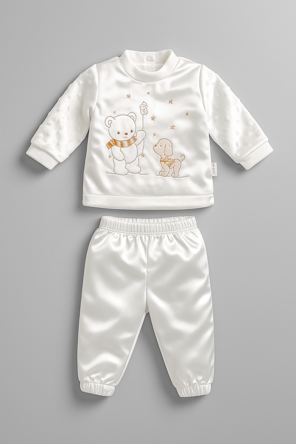 Leisure set "bear and dog" 2 pieces. cream and light blue-12308