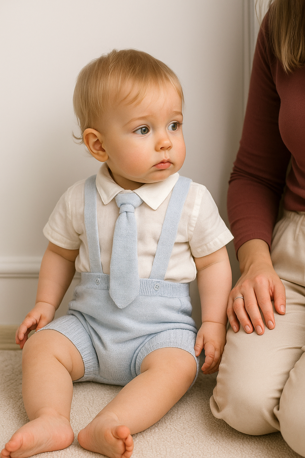 Baby boy 4 piece knit natural organic cotton set -6834