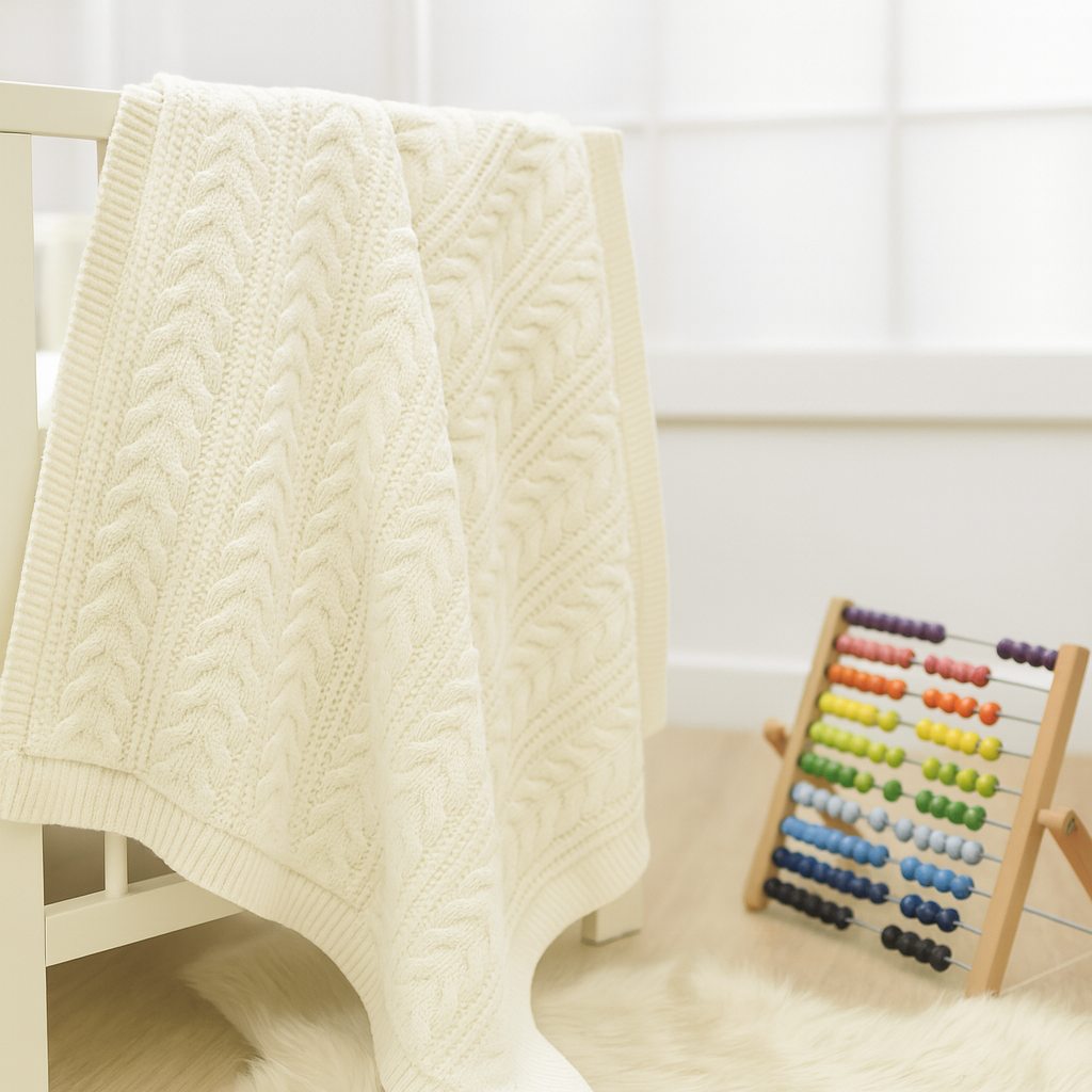 Nipperland knitted baby blanket Knit blanket -85x100cm-6504
