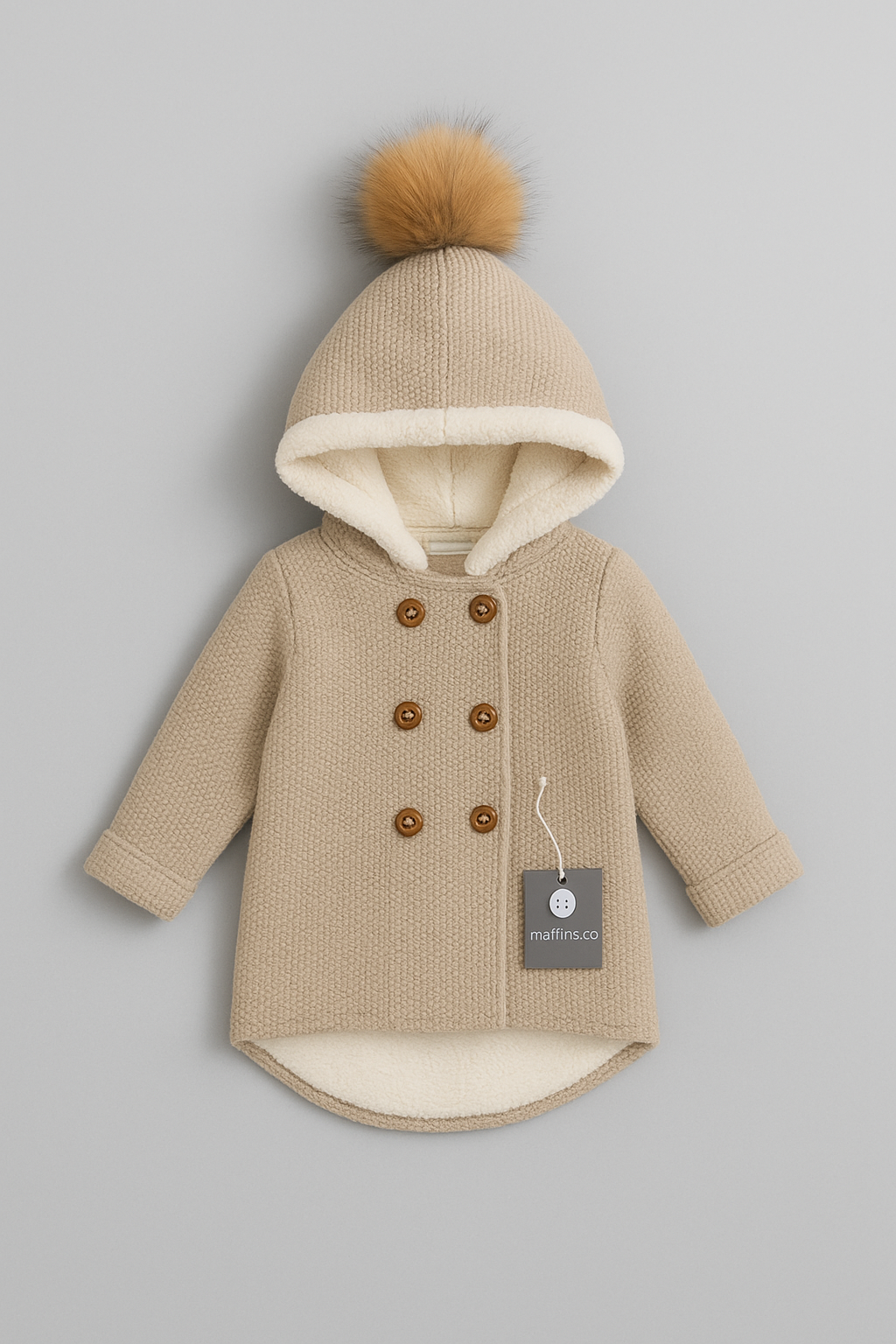 Muffinandco hooded fur collar cardigan