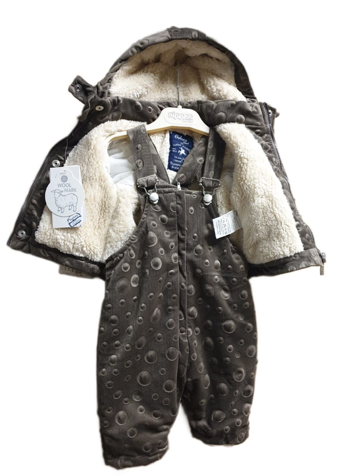 Combinaison d'hiver en mélange de laine pour bébés garçons et filles, barboteuse à capuche