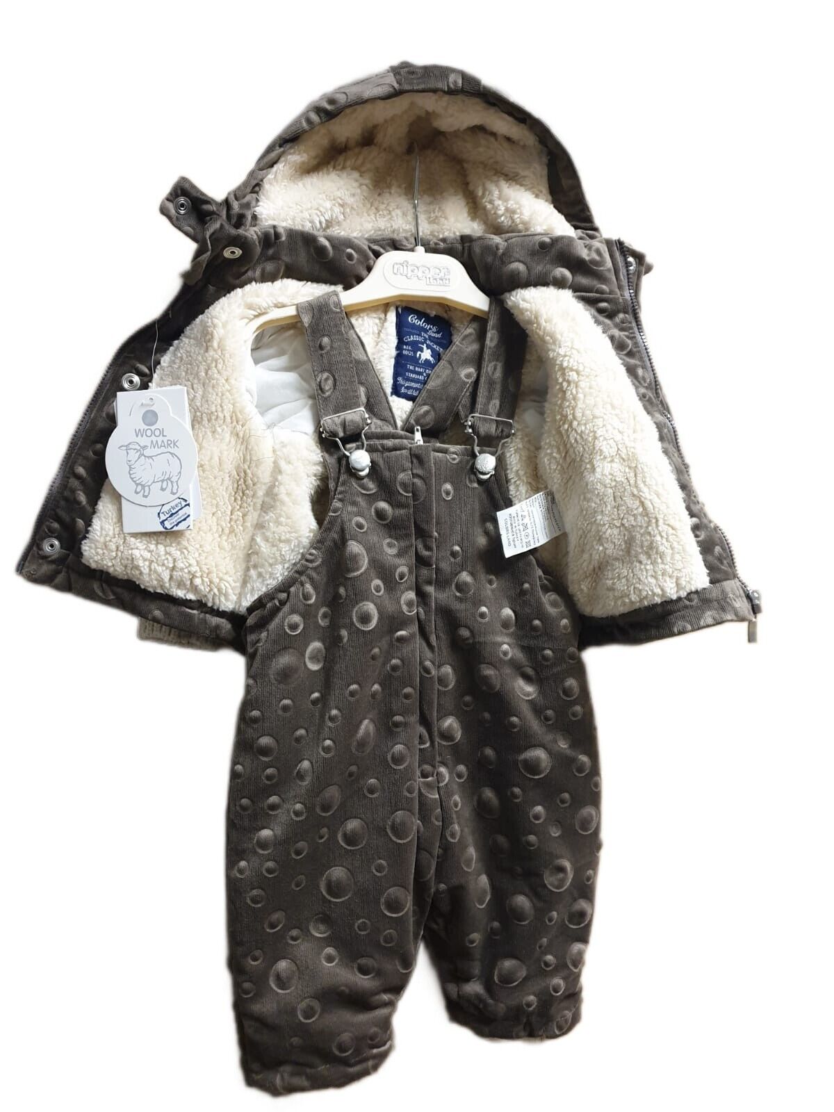 Wollmischung Baby Jungen Mädchen Winter- Overall Strampler-Jumpsuit Kapuze