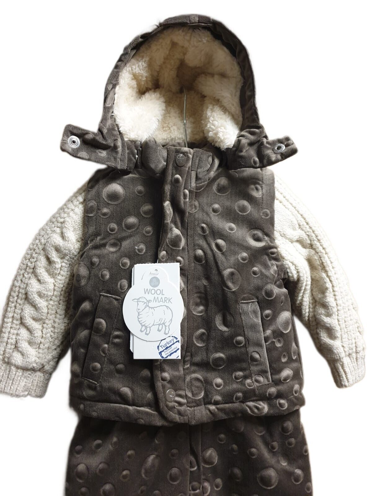 Combinaison d'hiver en mélange de laine pour bébés garçons et filles, barboteuse à capuche