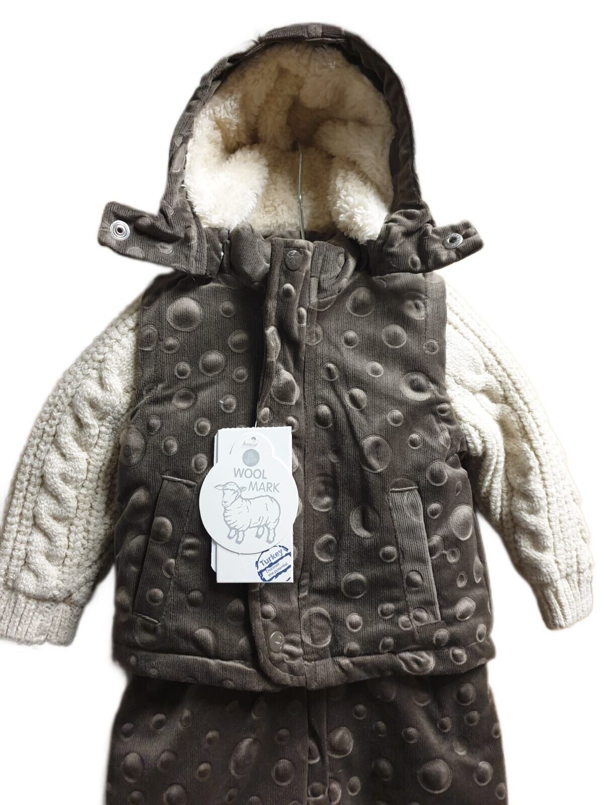 Wollmischung Baby Jungen Mädchen Winter- Overall Strampler-Jumpsuit Kapuze