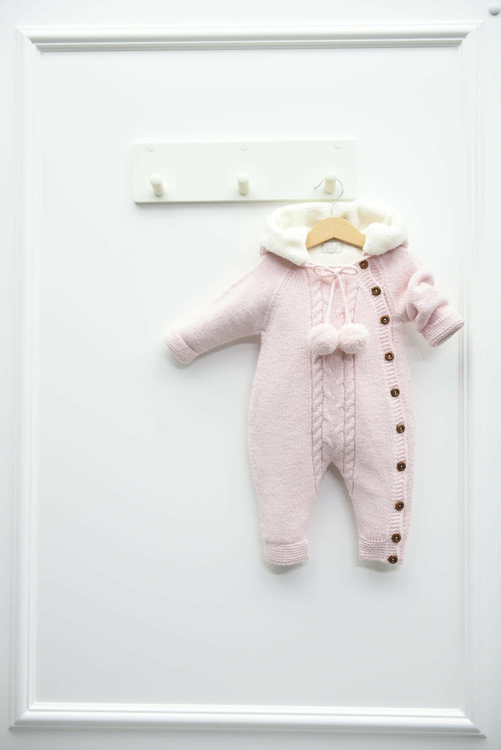 Nipperland Schlüttli-Strick Overall Mit Kaputze Rosa-6852.
