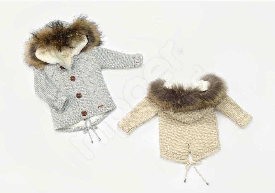 Gefütterte Strickjacke mit Kapuzenfell für Mädchen und Junge -6600.