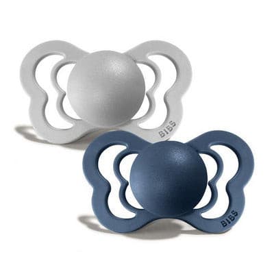 Cloud & Steel Blue Silicone - Bibs Couture-0-6 Monat muffinandco.