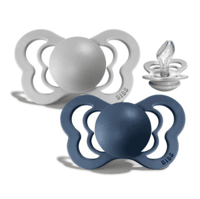 Cloud & Steel Blue Silicone - Bibs Couture-0-6 Monat muffinandco.