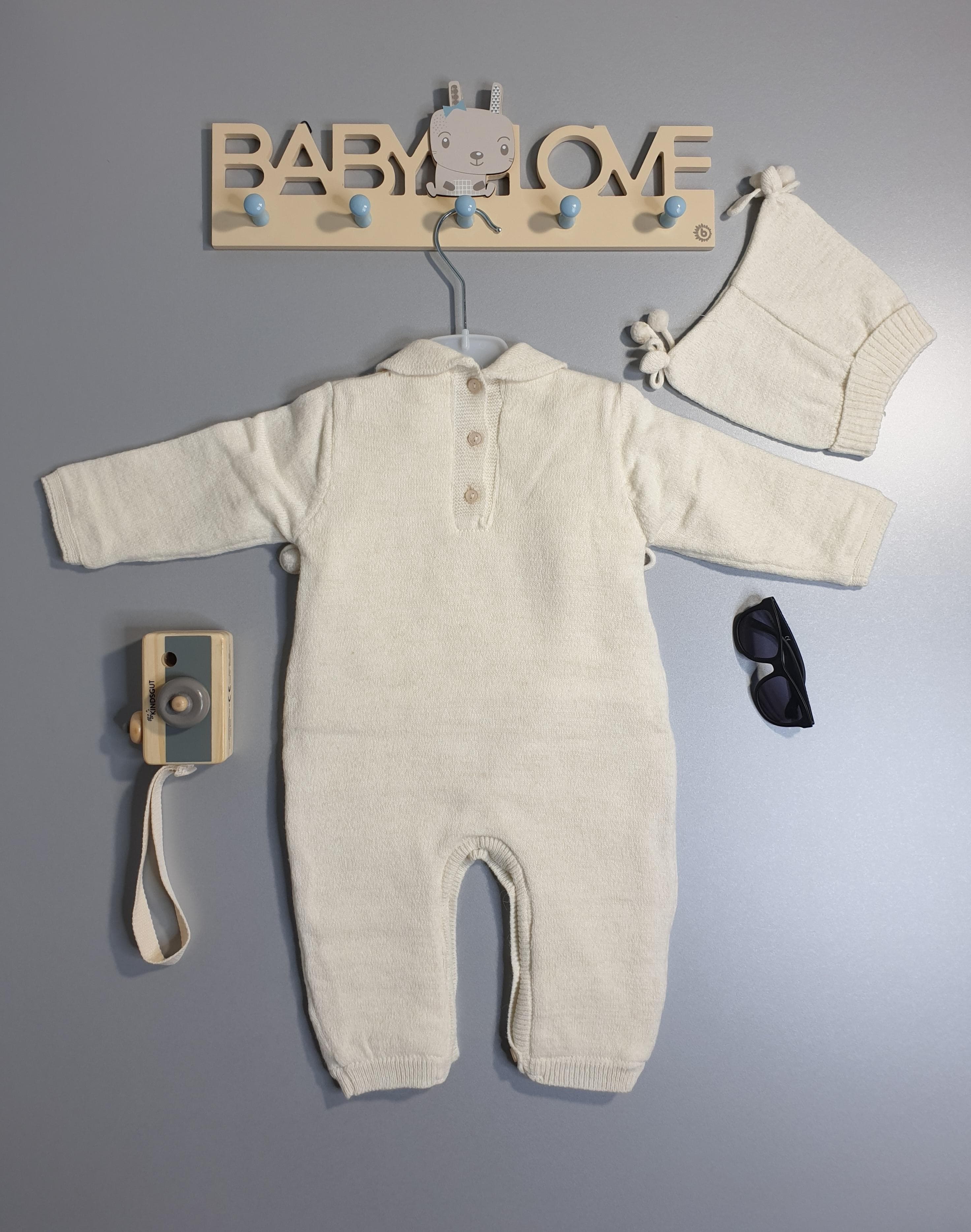 Nipper- Baby Strick-Overall mit Mütze-Creme-6103 muffinandco.