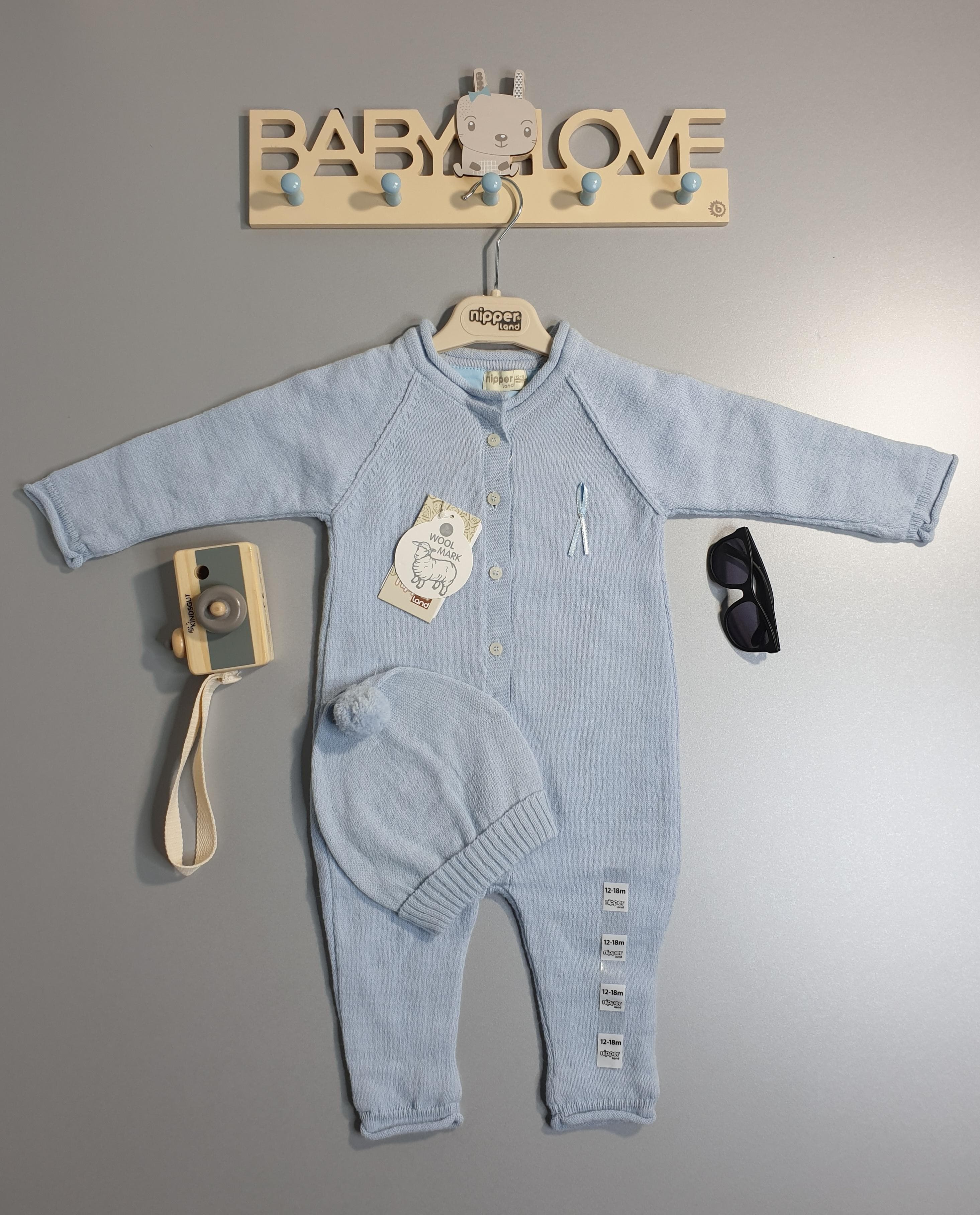 Nipper- Baby Strick-Overall mit Mütze-6235 muffinandco.