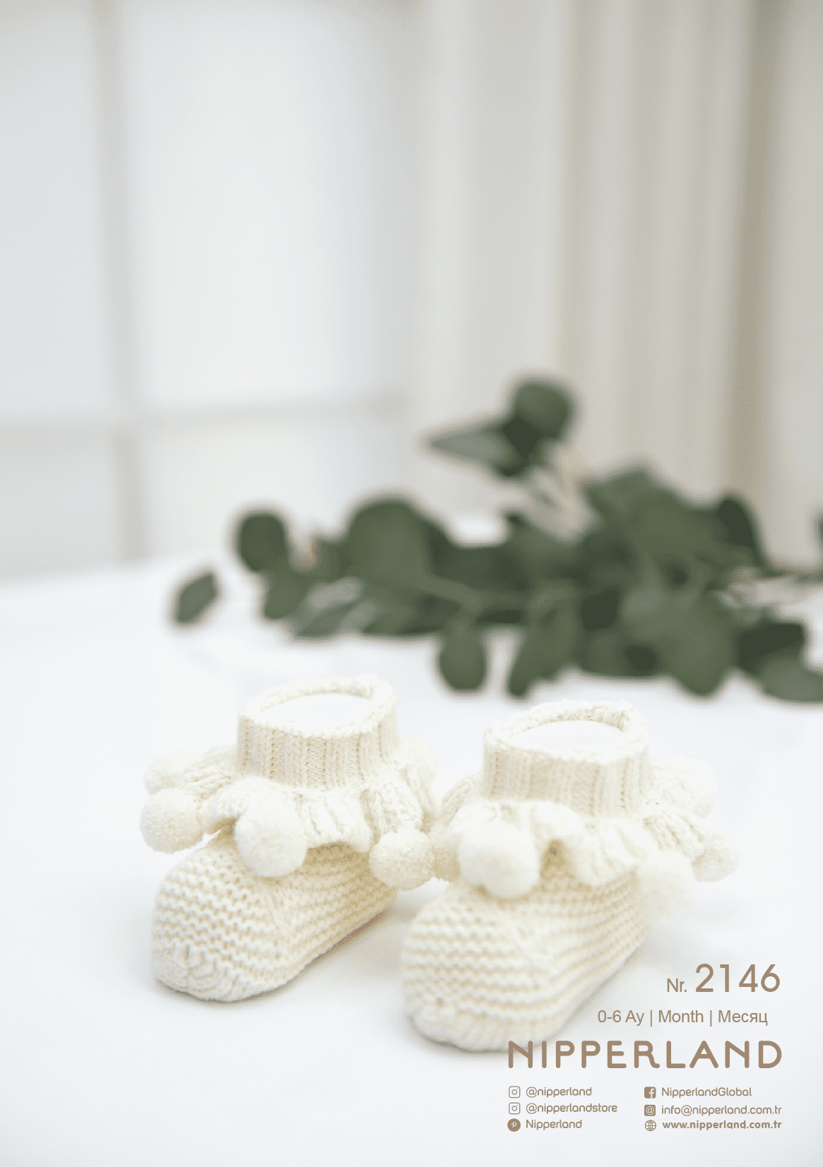 Nipperland Babyschuhe Gestrickt Creme 0-6 M.-2146.