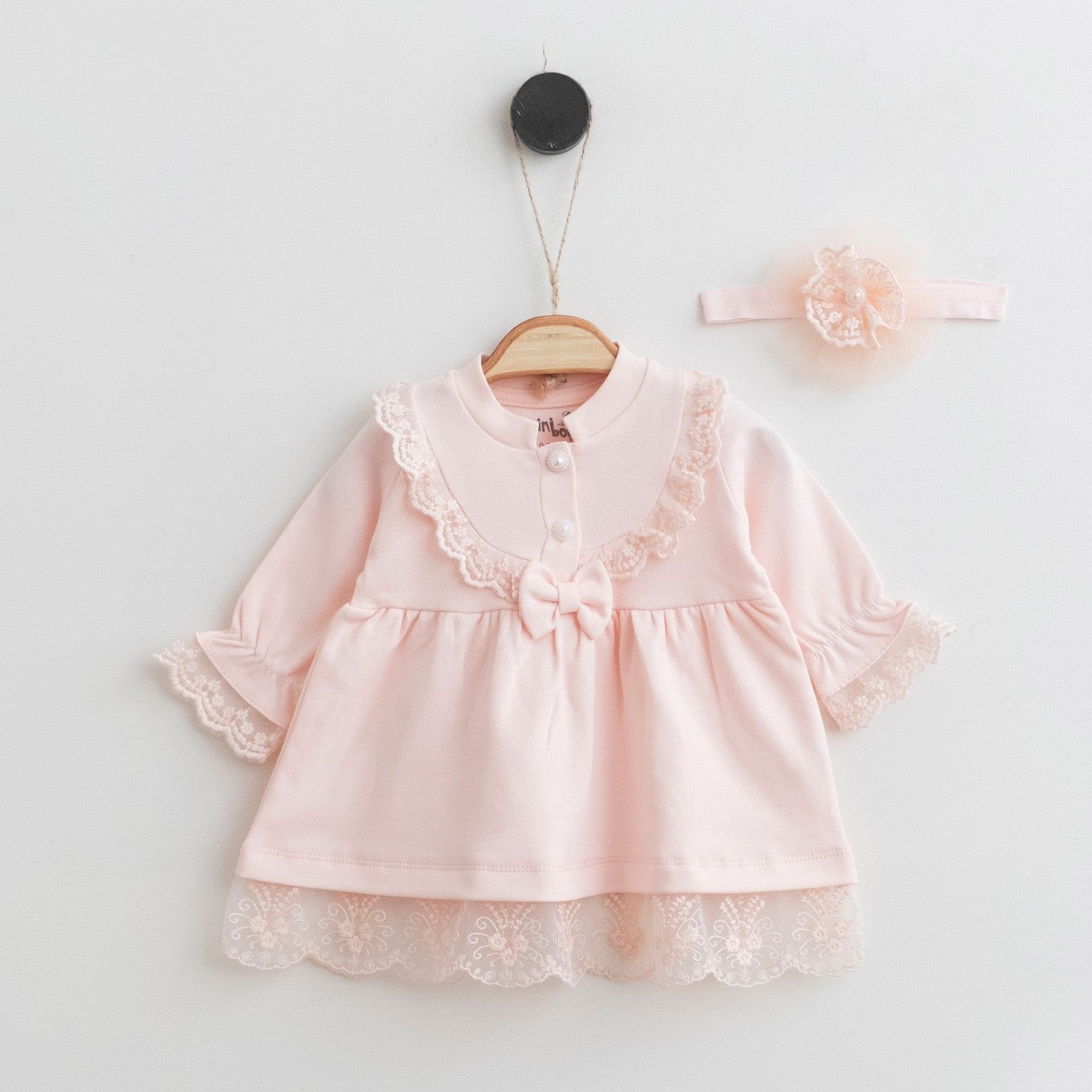Kleid mit Spitze und Perlen im Set mit Stirnband-2176 | muffinandco