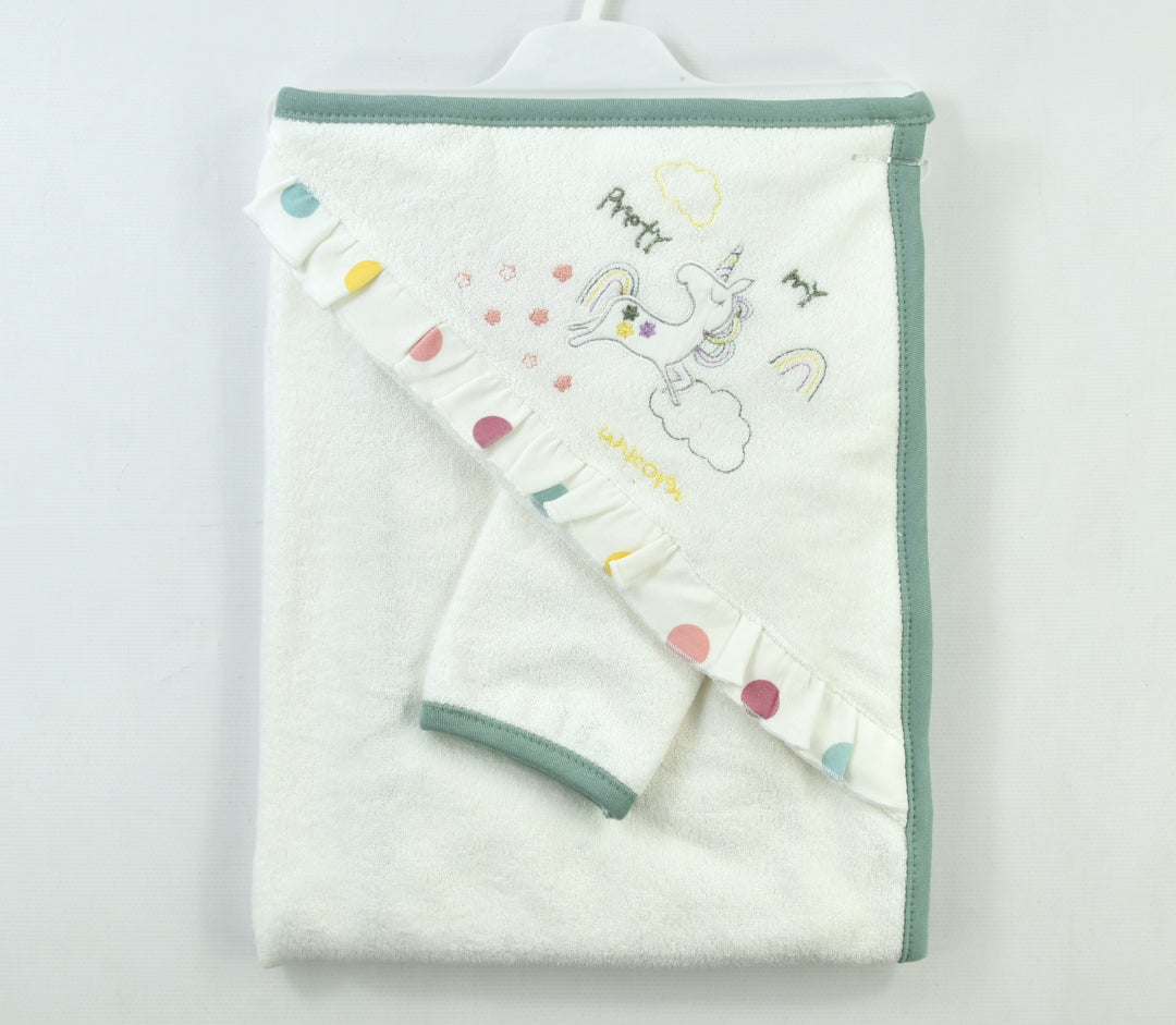 Serviette à capuche - Motif Licorne - pur coton-2211