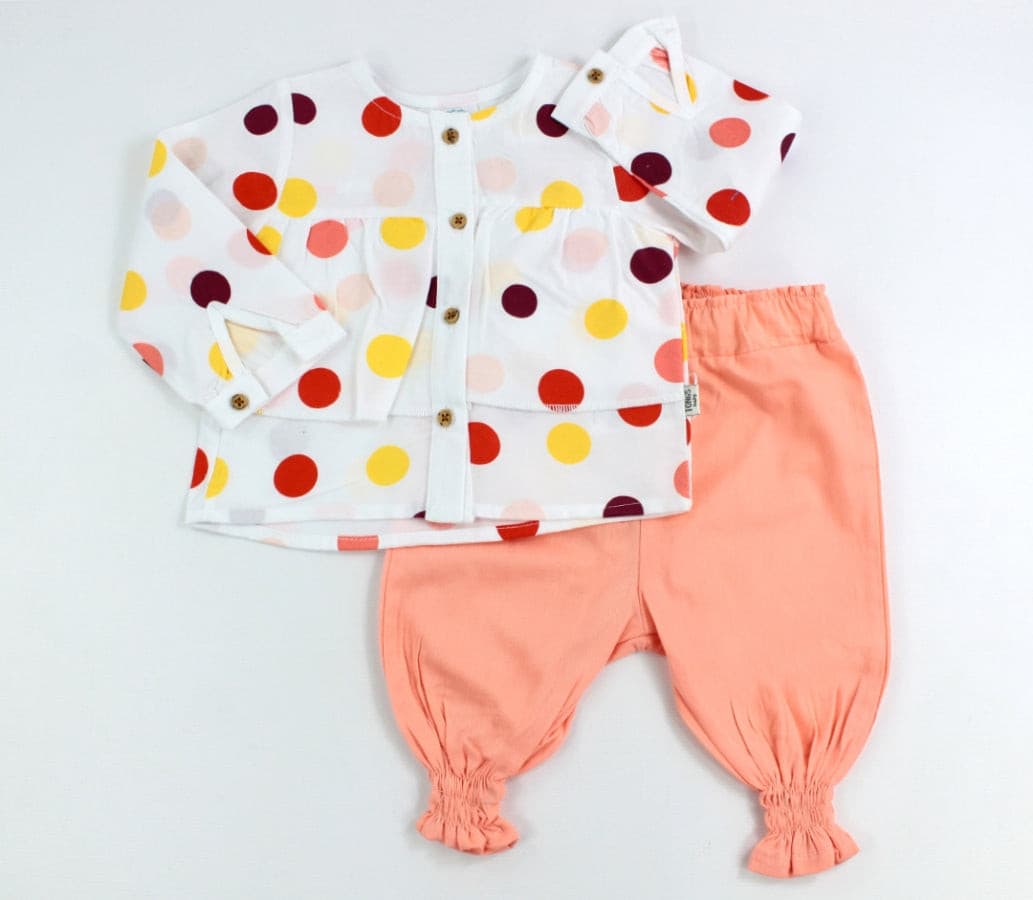 Baby Mädchen 2 tlg. Frühlingskleidung-2934-Lachsfarbe - muffinandco