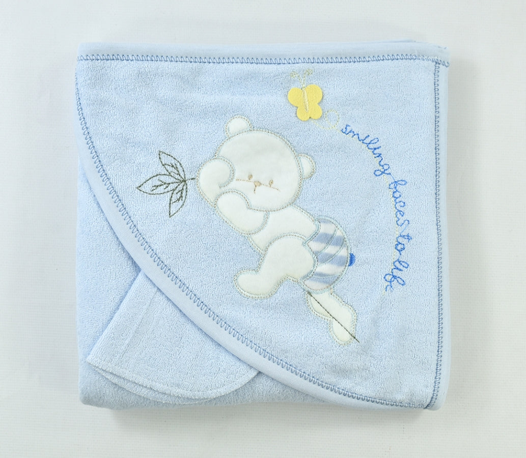 Kapuzenhandtuch „Baby Bär“ mit Waschtuch – 100% Baumwolle