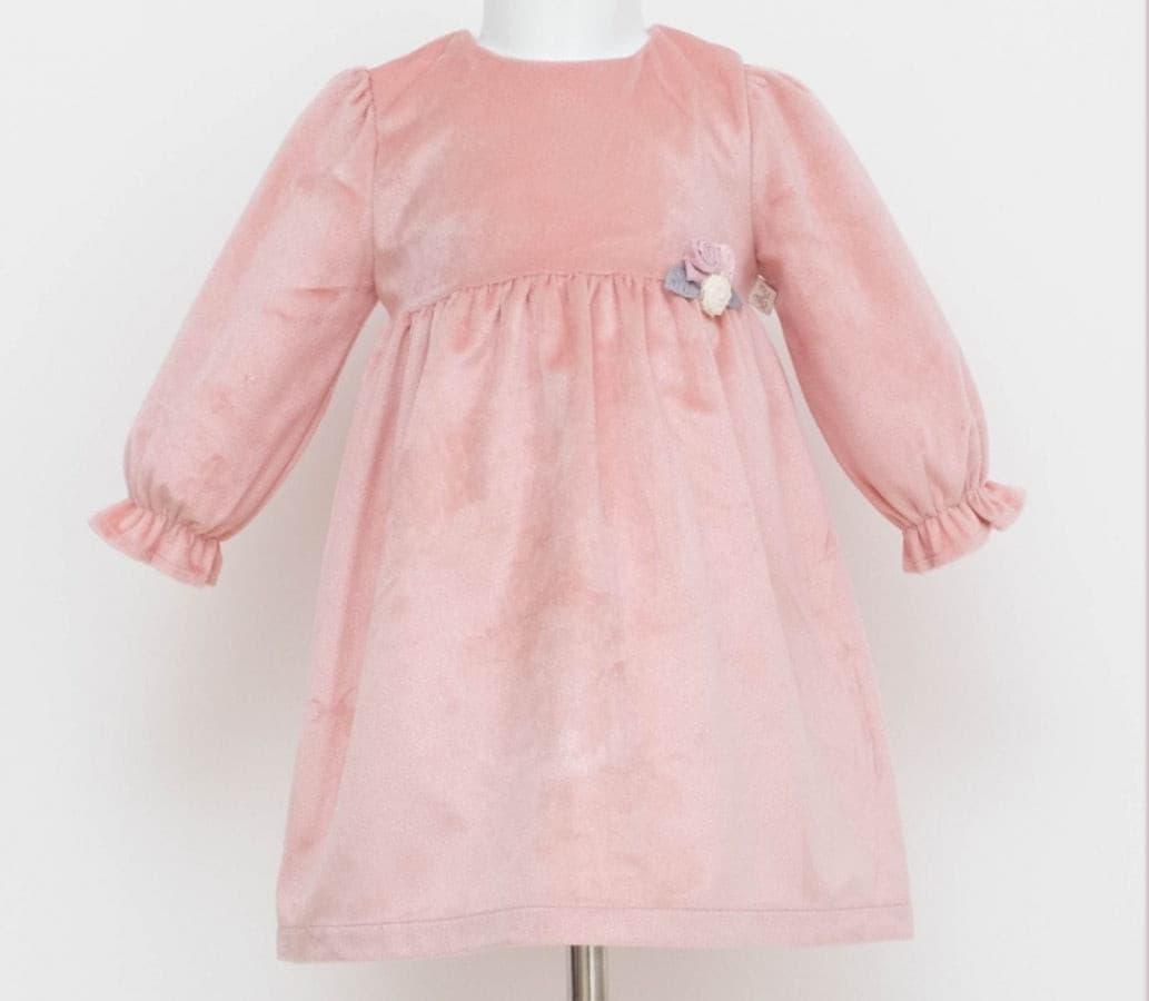 Baby Mädchen Kleid rose de Velours-Samt 3280.