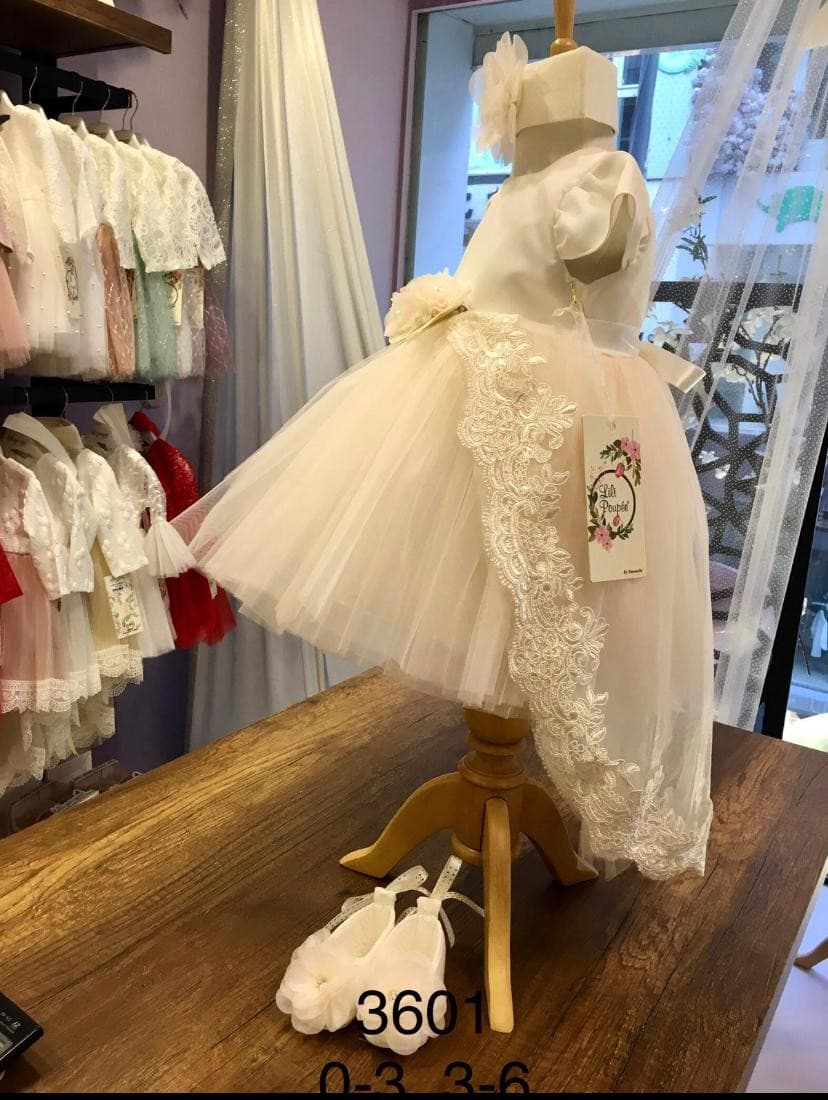 Tüllkleid -Queen- mit Spitze und Blumen 3Tlg. Set weiß | muffin&co
