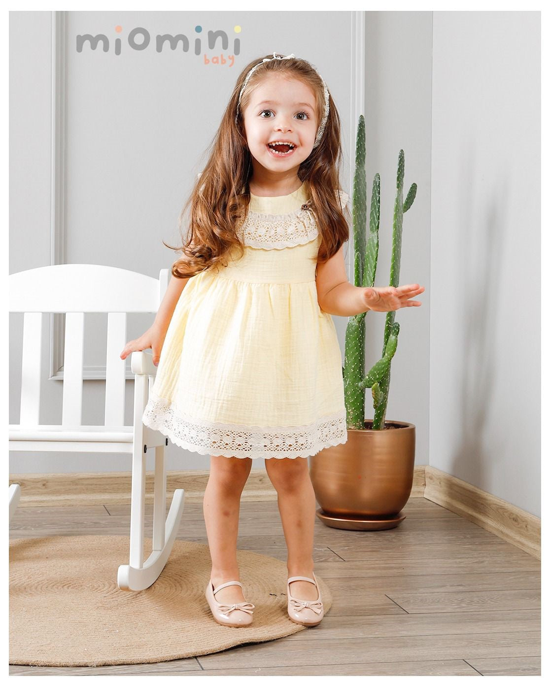 Baby Mädchen Musselin Kleid mit Stirnband – 3644