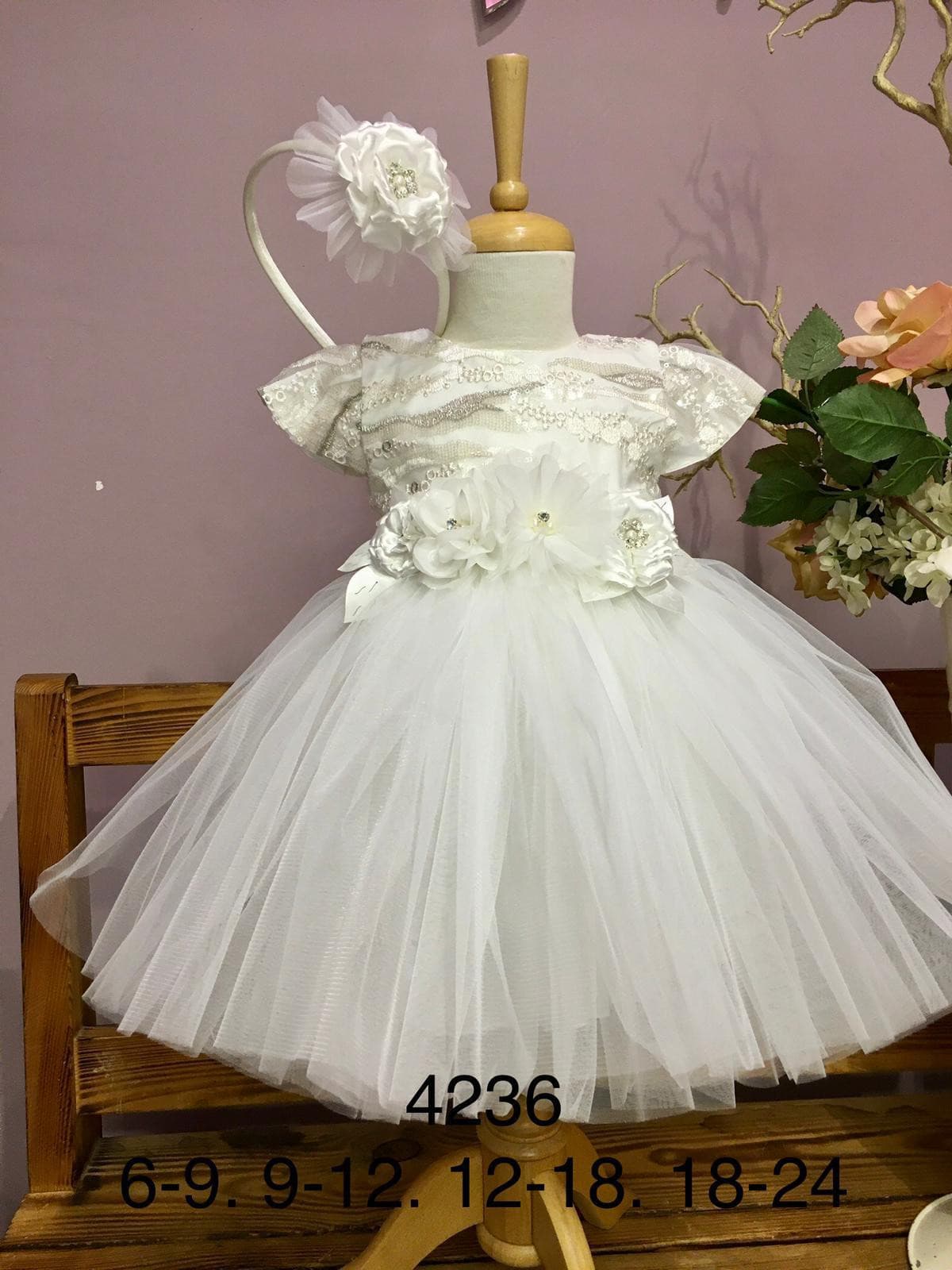 Tüllkleid mit Stick 3Tlg. Set rosa oder weiß | muffin&co