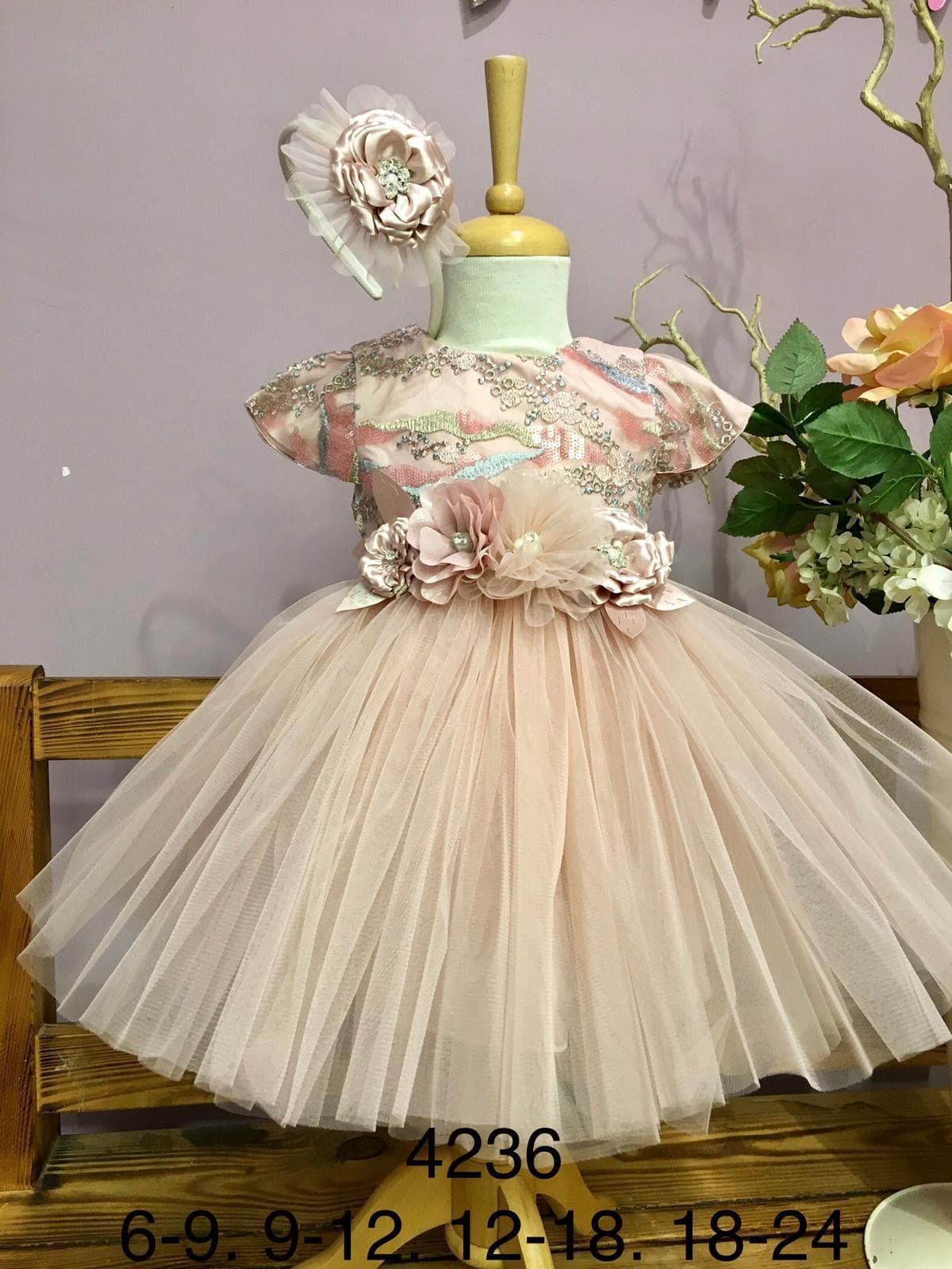 Tüllkleid mit Stick 3Tlg. Set rosa oder weiß | muffin&co