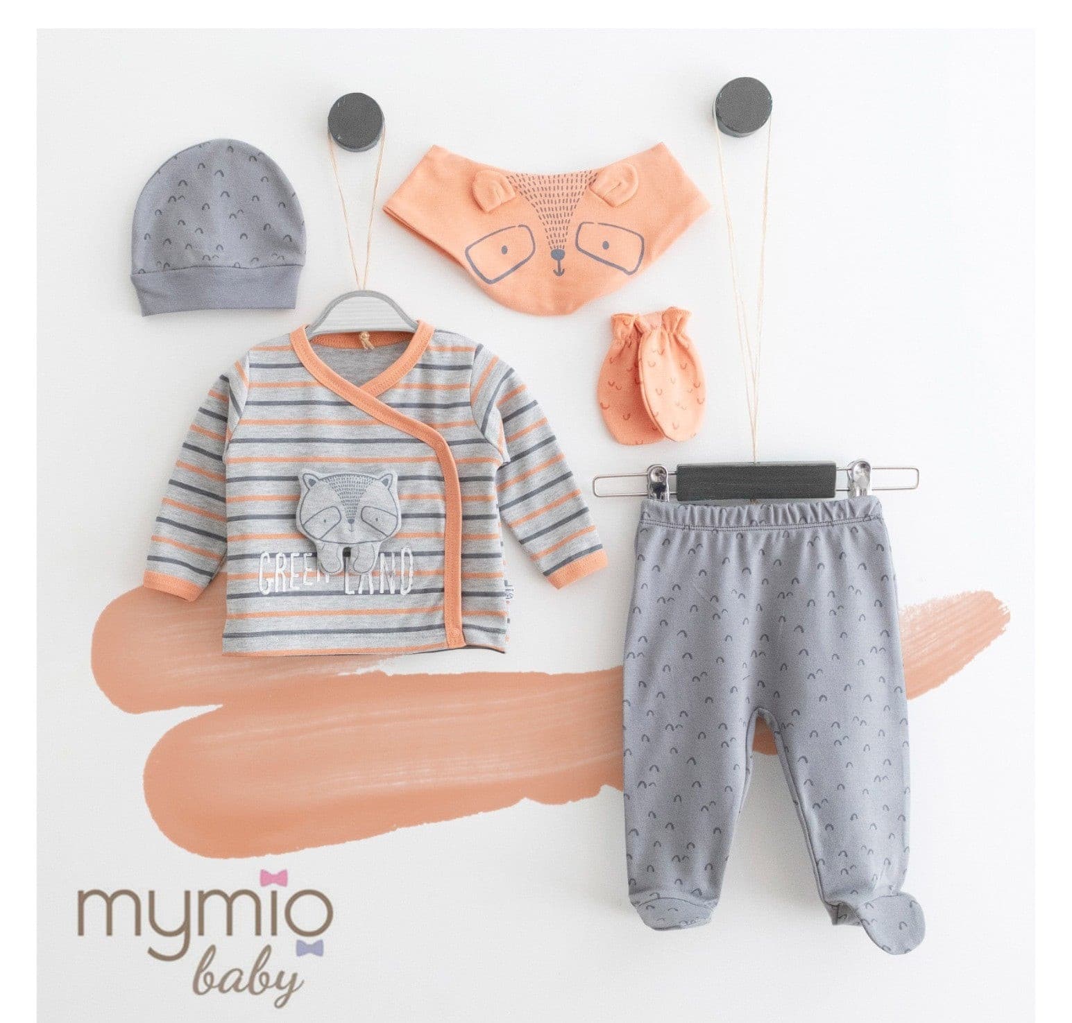 Neugeborenen Set 5Tlg. - 0-3 Monate - Raccon - 5008 | muffin&co