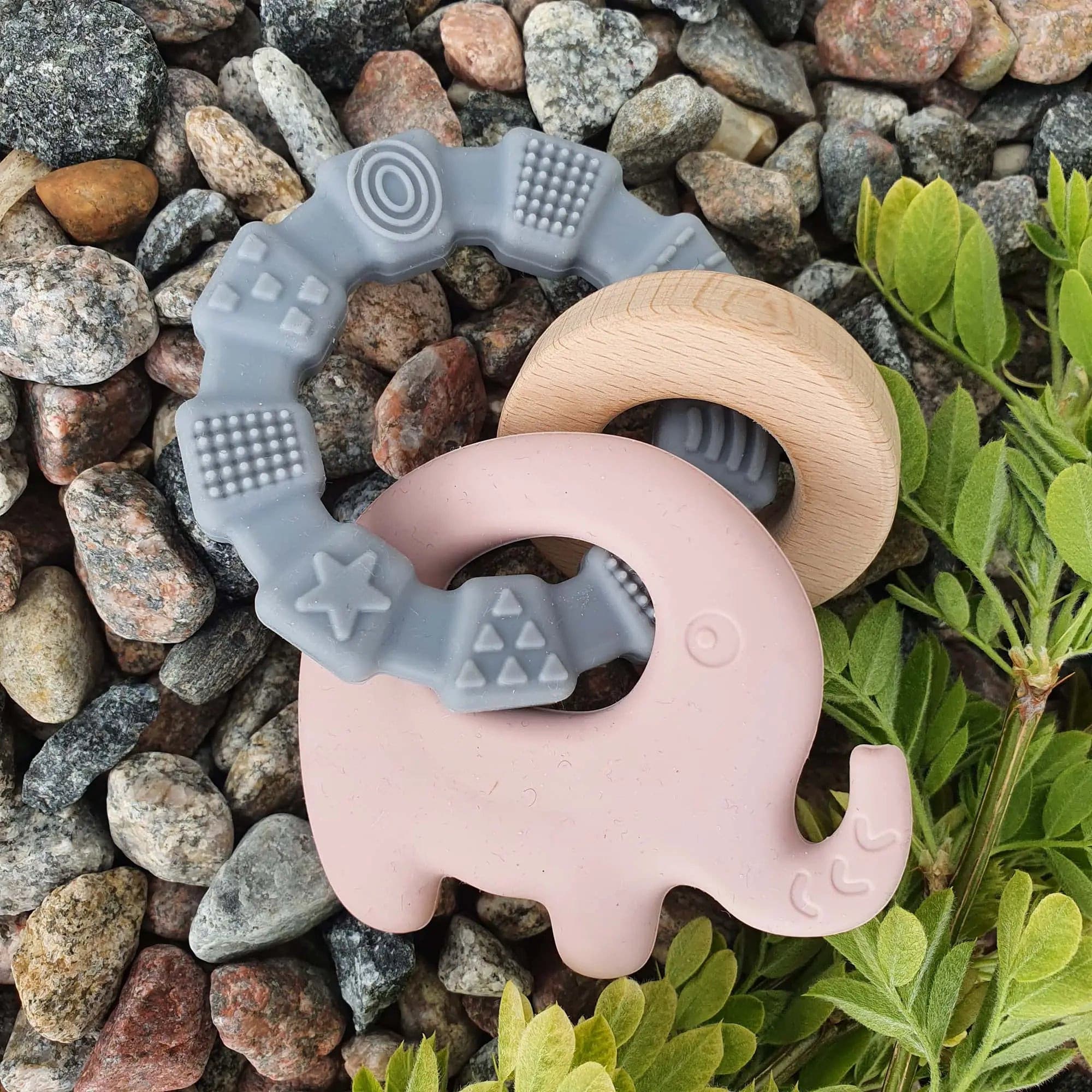 Baby Beißring Elefant blass lila - muffinandco