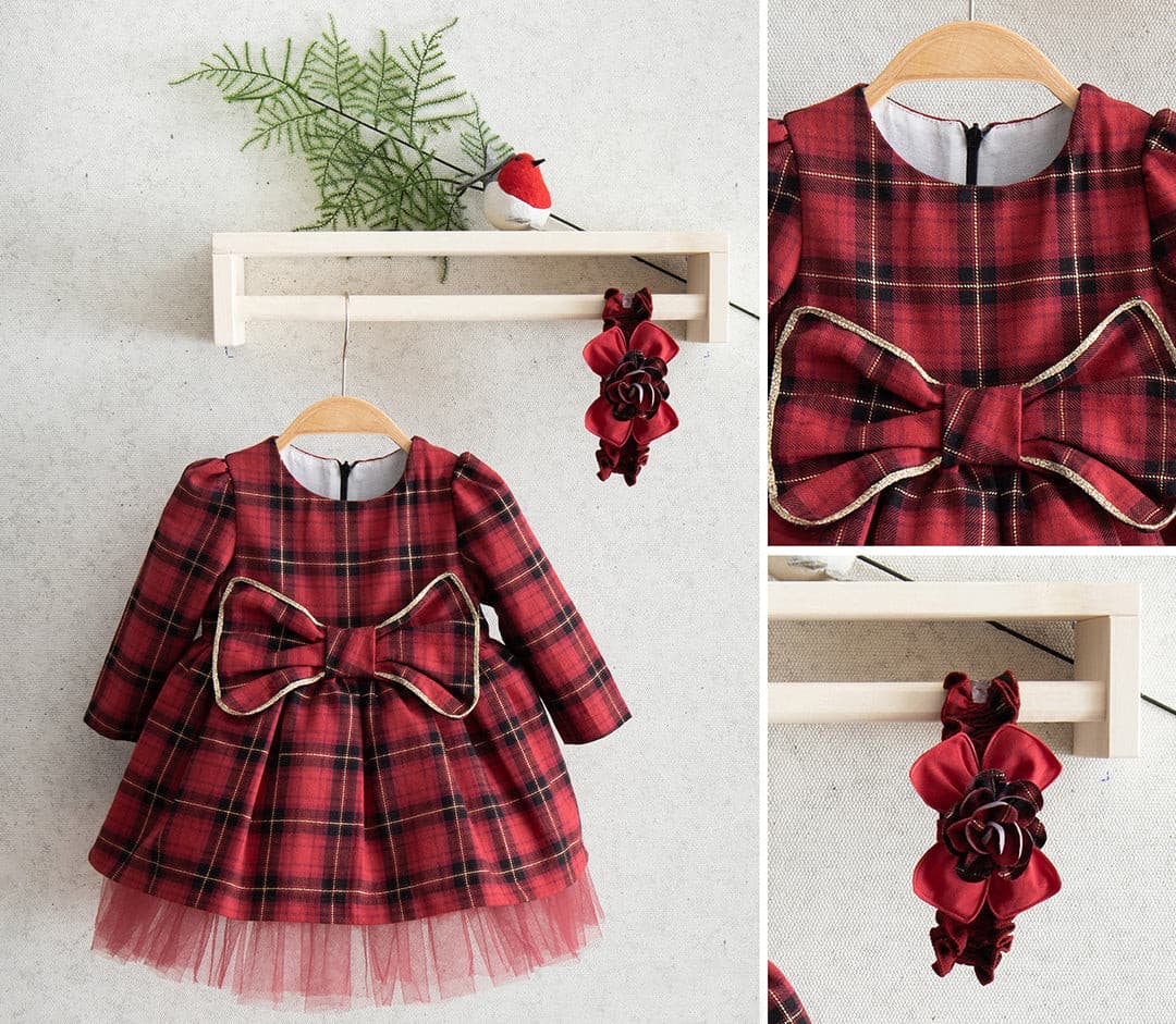 Ein perfektes Set aus Kleidern und Haarbändern für Weihnachten-5318