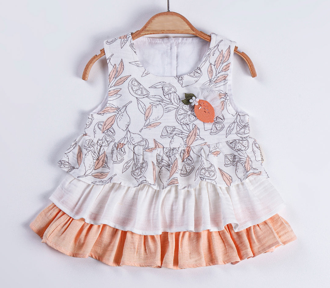 Robe en mousseline 100% coton pour bébé fille "Citron" -624