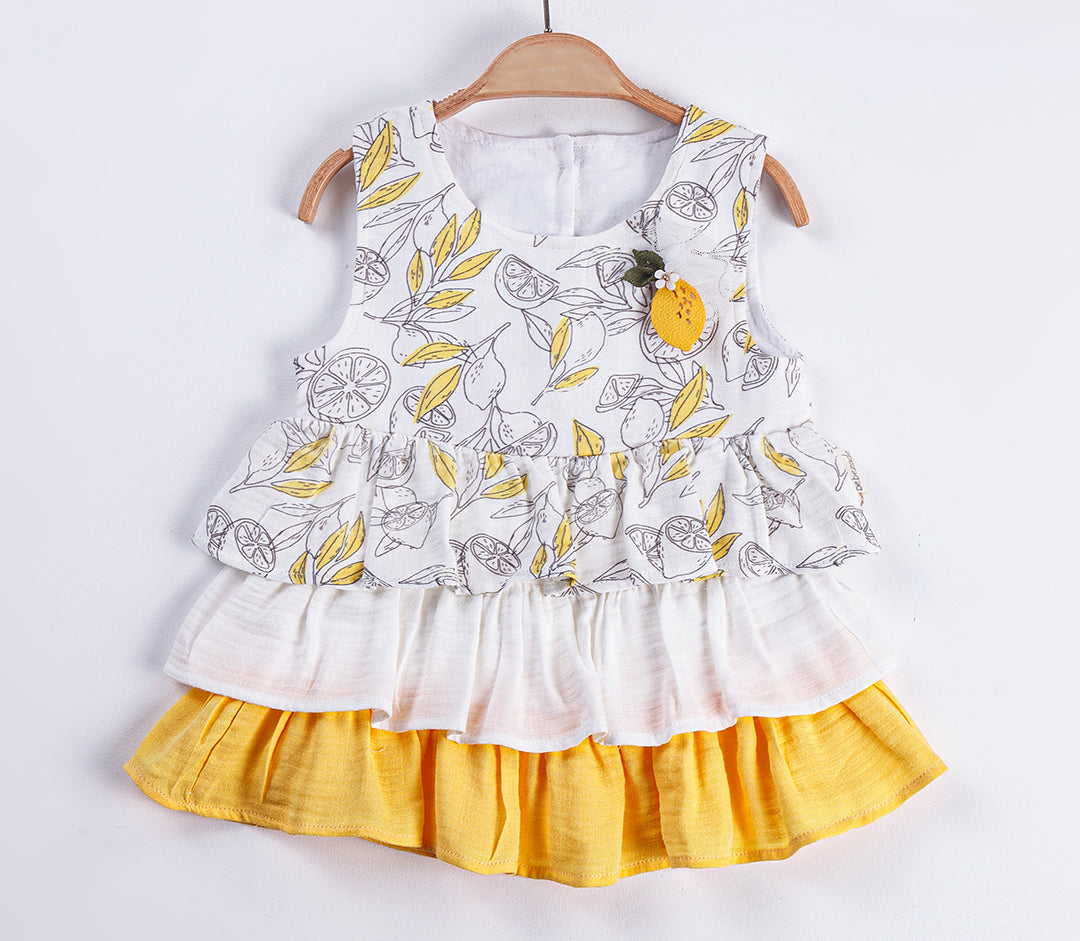 Robe en mousseline 100% coton pour bébé fille "Citron" -624