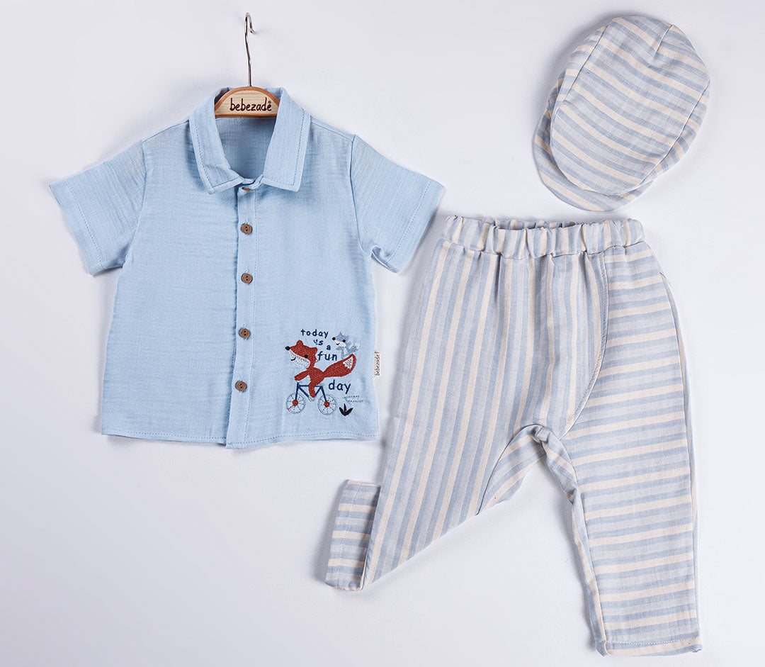 100% coton 3 pièces. Ensemble pour garçons "Renard" -630