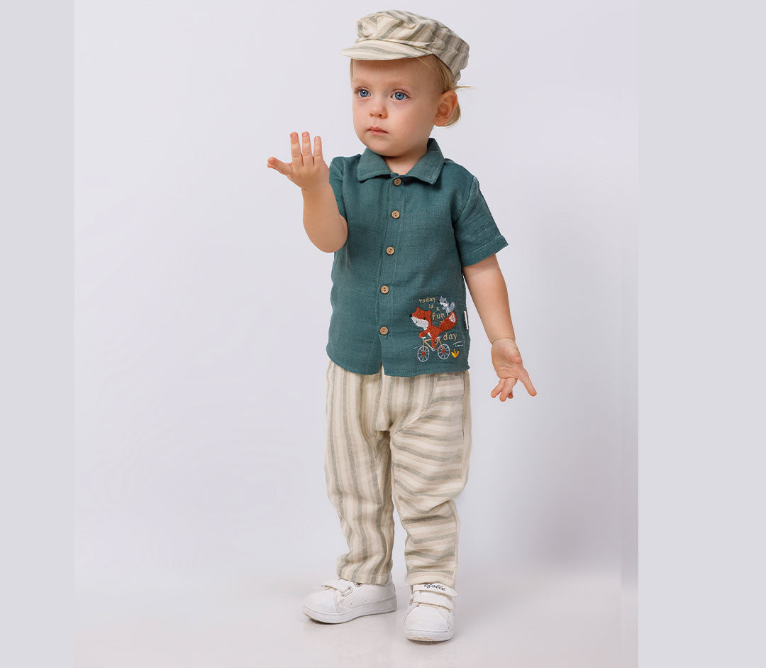 100% coton 3 pièces. Ensemble pour garçons "Renard" -630