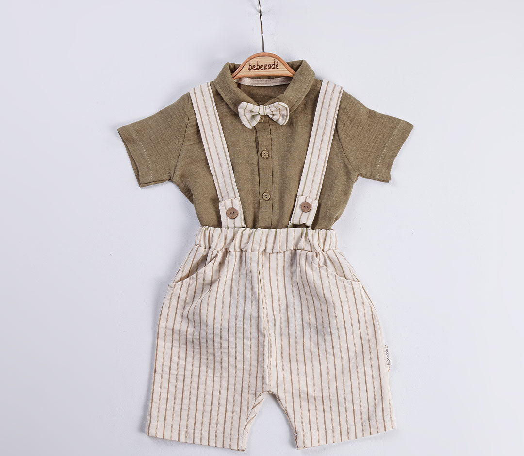 Baby jungen Latzhose mit Hemd im Set "Streifen" 100% Baumwolle