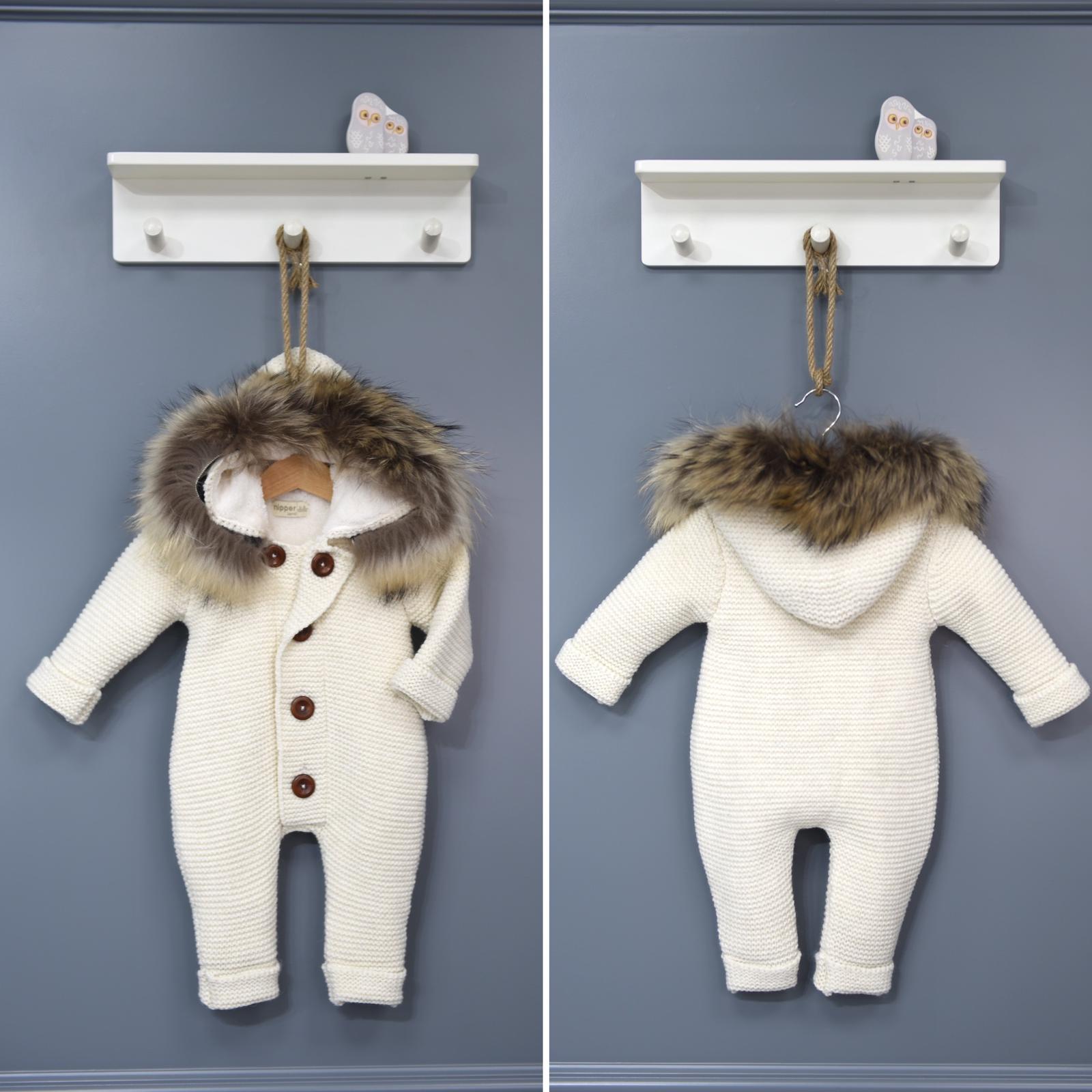 Nipper Strick strampler Aus Wolle-Creme-Unisex